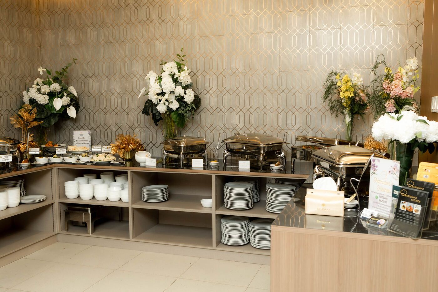 Halal buffet service setup inside De Villa